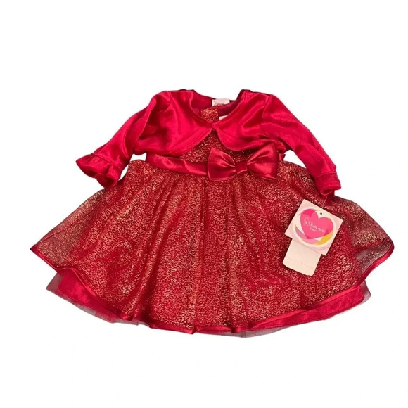New Youngland Baby Red Glitter Dress & Jacket Set (6-9 Months) - NWT - Picture 9 of 10